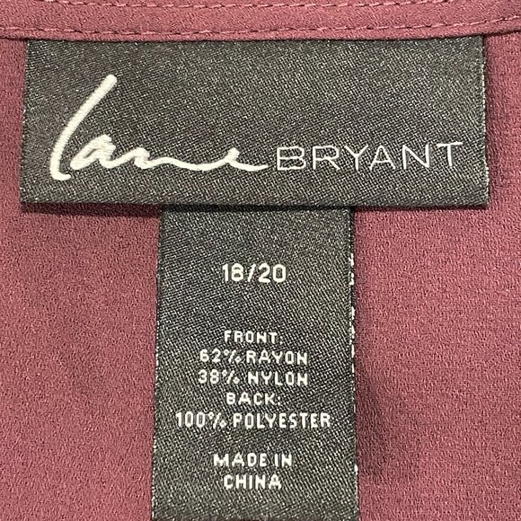 LANE BRYANT Burnout Velvet Sheer Short Raglan Sleeve Top Burgundy Women 18/20 - Picture 7 of 8